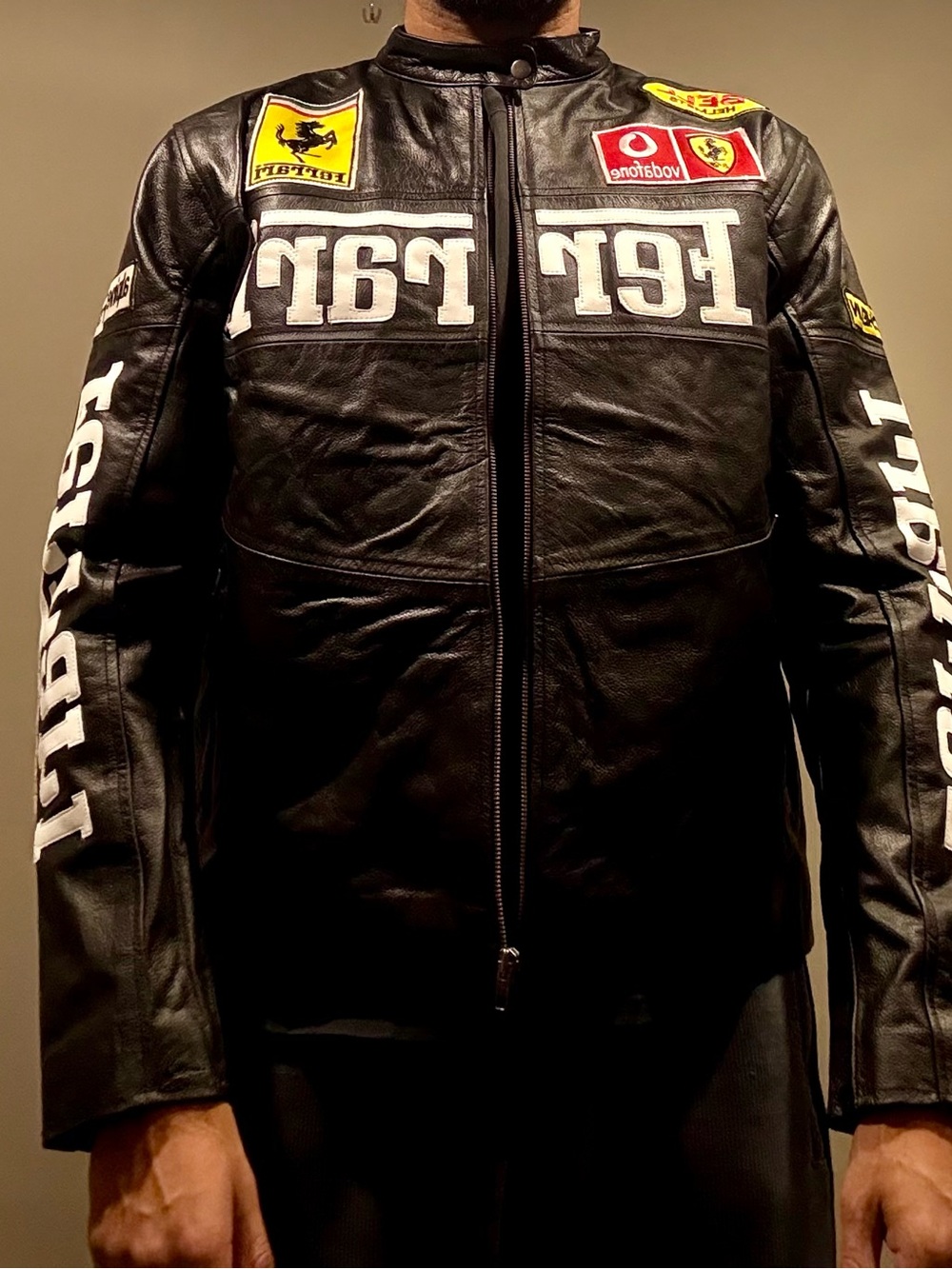 Ferrari Scuderia f1 inspired leathers embroidered Leather Racing Jacket NWOT
